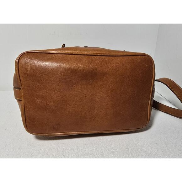 Vintage Pelletteria SPIGOLA Italy Crossbody Drawstring Cognac Leather Bag Purse - Picture 7 of 13